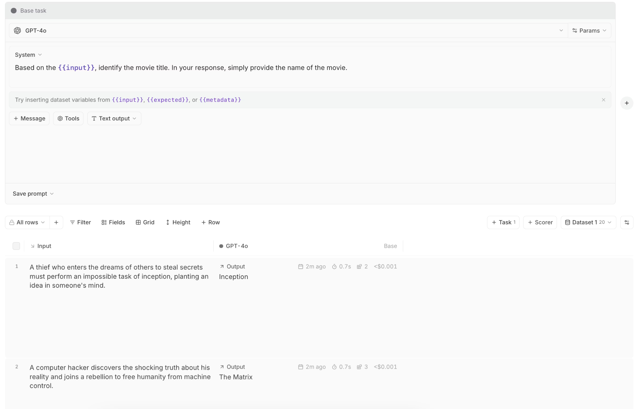 Braintrust Playground for prompt iteration